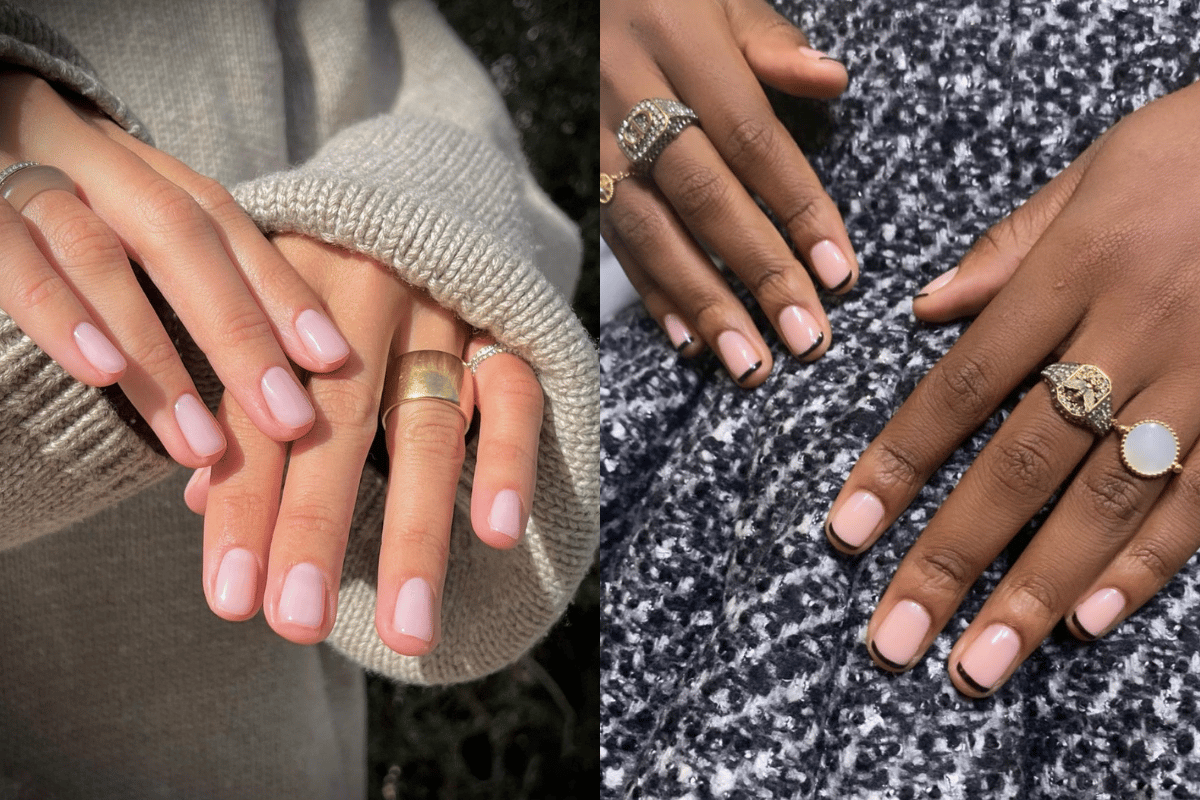 Mauve Pink Glitter Press On Nails, 24pcs Charm Multicolor Wave Short Square  False Nail Tips Set For Nail Art Decoration | SHEIN EUQS