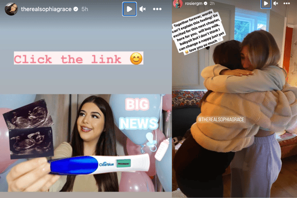 Sophia Grace announces her first pregnancy. Image: Instagram @therealsophiagrace