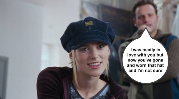 Keira Knightley and Andrew Lincoln in a scene from Love Actually.