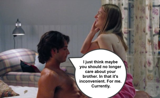 Rodrigo Santoro and Laura Linney in a scene from Love Actually.