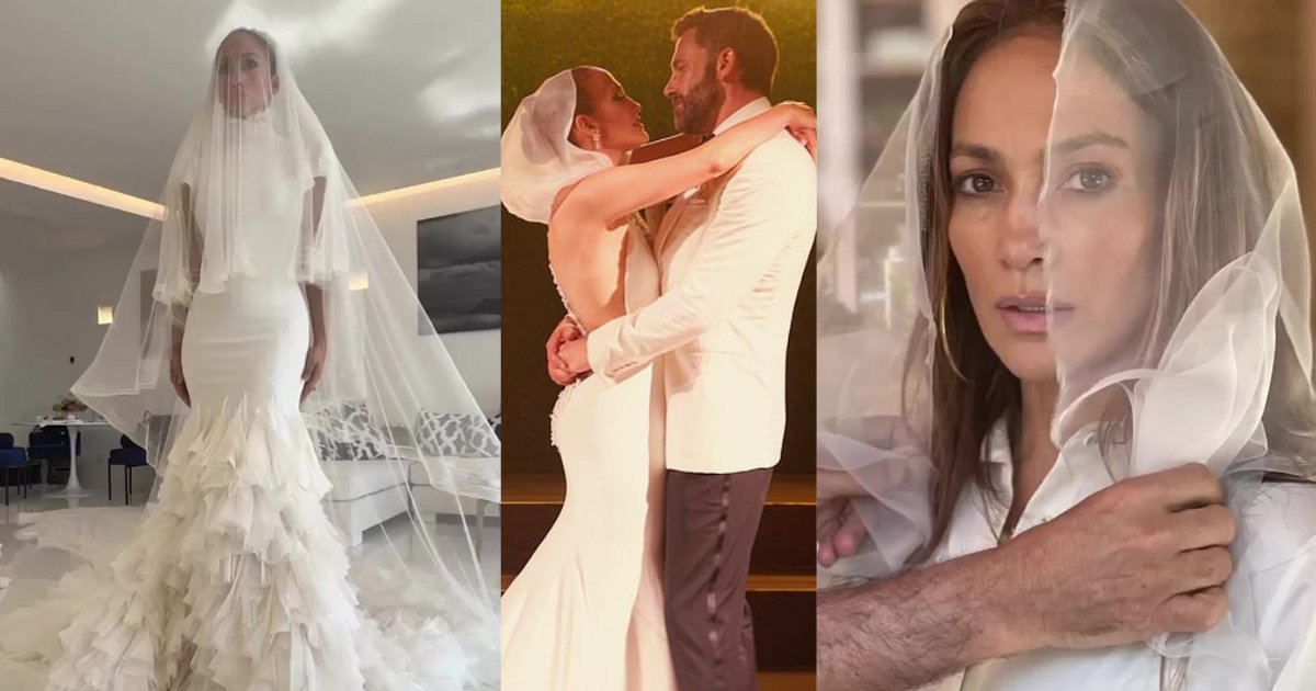 Jennifer Lopez shares never-before-seen wedding dress pictures