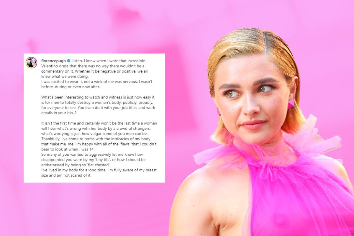 Florence Pugh responds to criticism over Valentino dress.