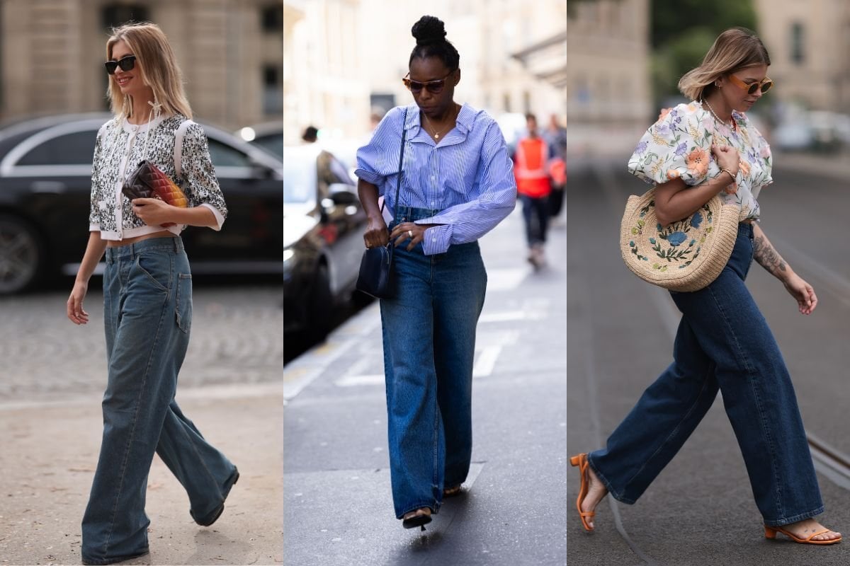 Wide leg jeans Street style inspiration