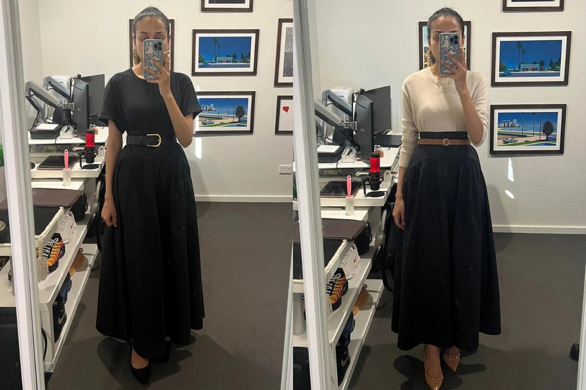 Women's Black High Slit Long Skirt
