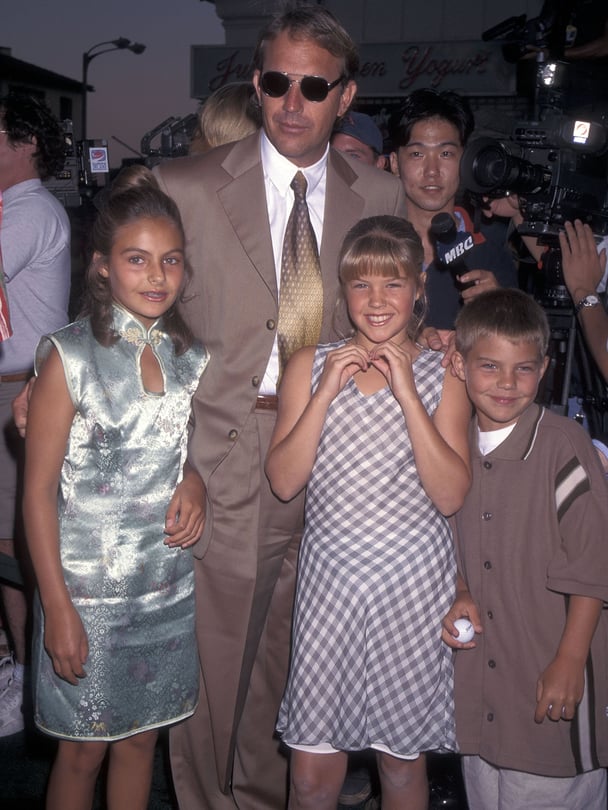 Kevin Costner and his kids Annie, Lily and Joe in 1996.