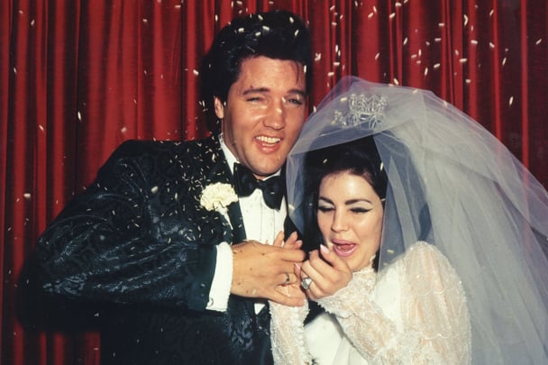 Priscilla and Elvis on their wedding day.