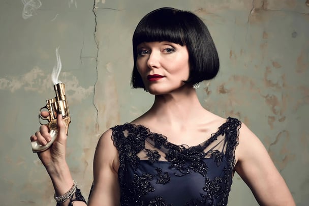 Essie Davis as Phryne Fisher in Miss Fisher's Murder Mysteries.