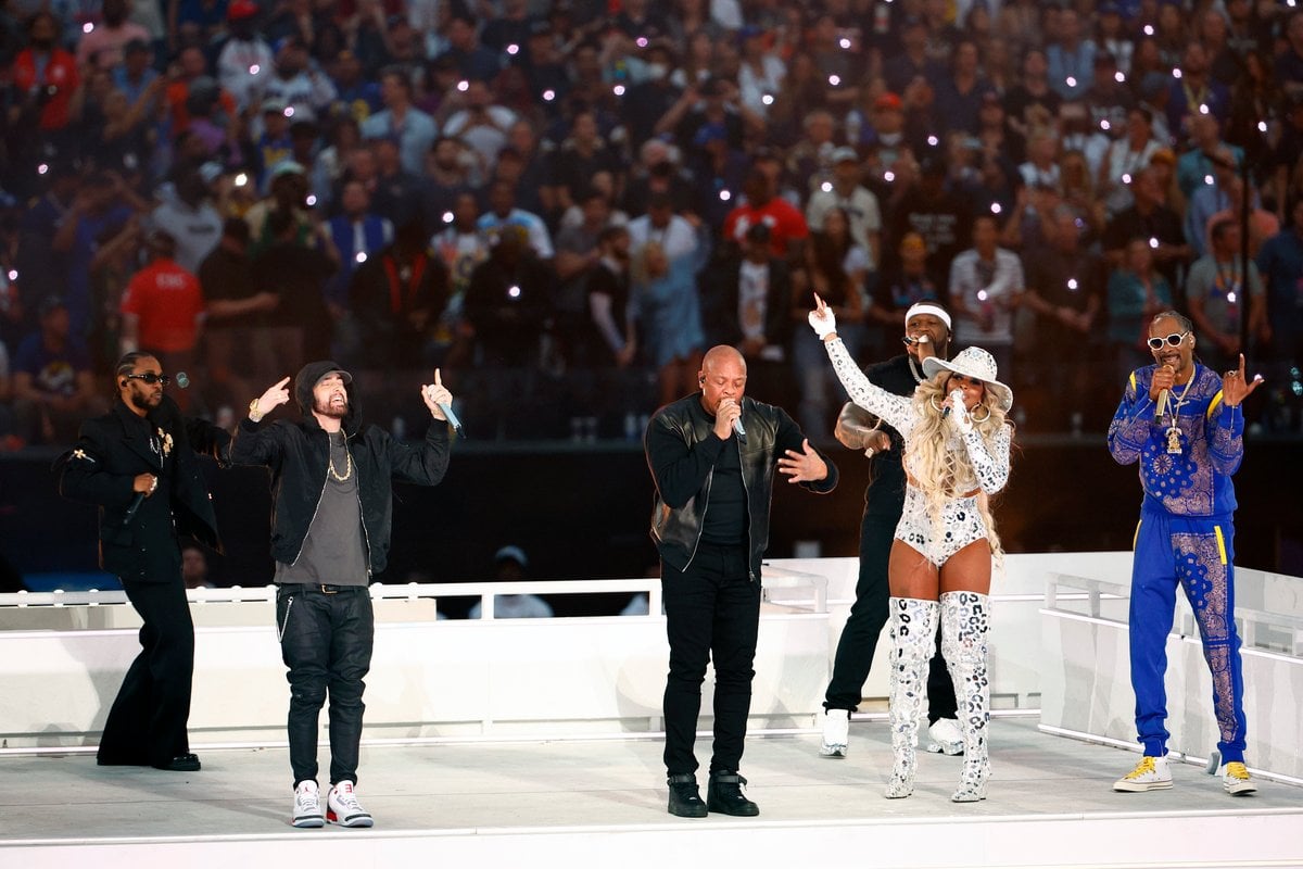 Eminem takes knee during epic Super Bowl 2022 halftime show