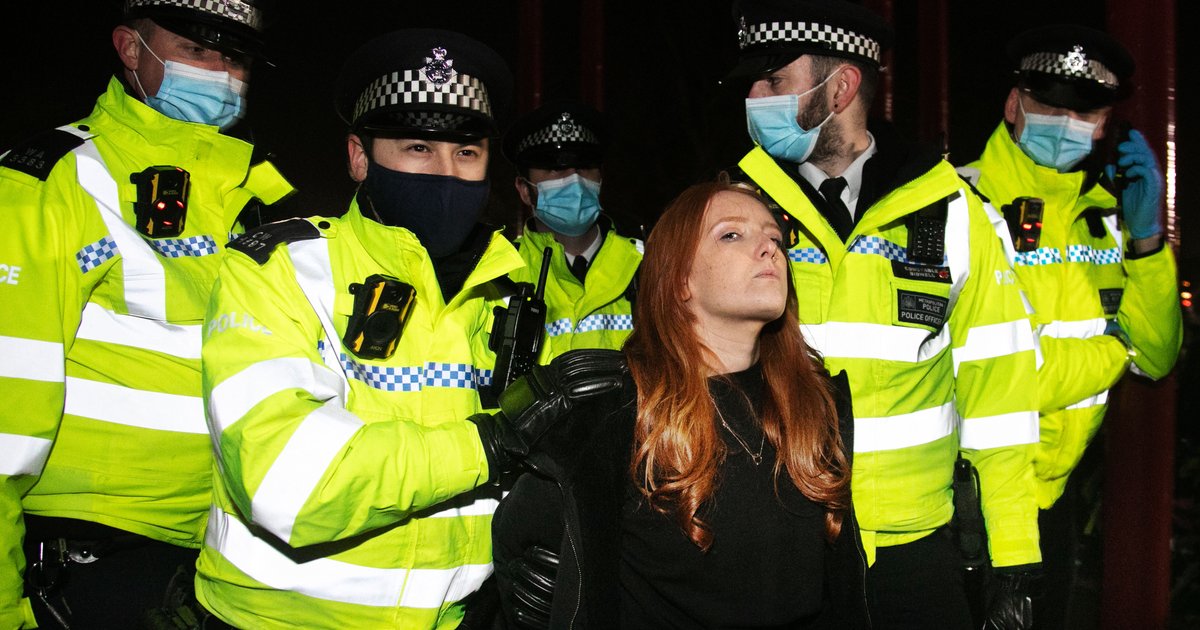 The woman pinned to the ground at Sarah Everard's vigil.