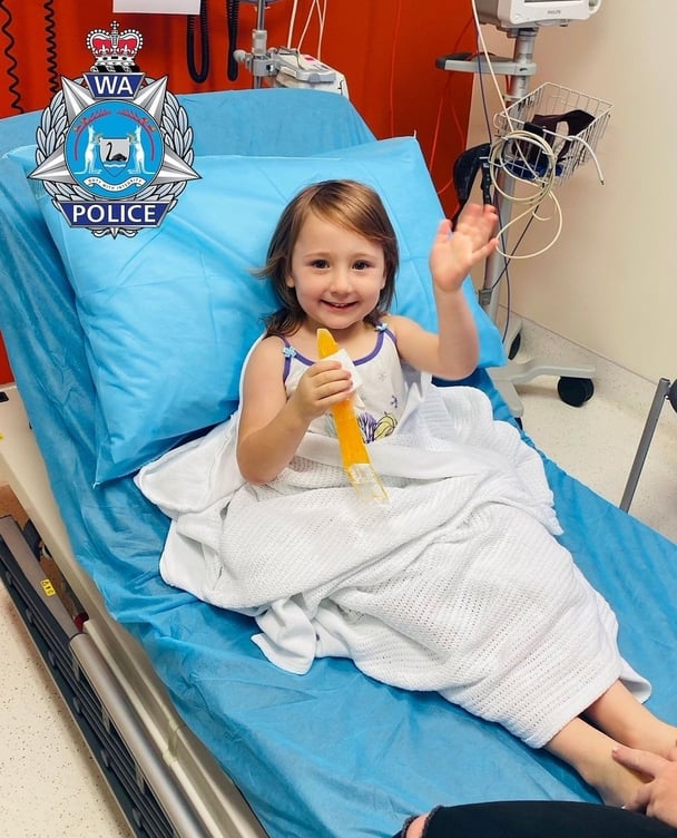 Cleo pictured in her hospital bed after she was found by authorities