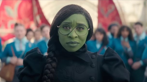 Cynthia Erivo as Elphaba in a scene from Wicked. 