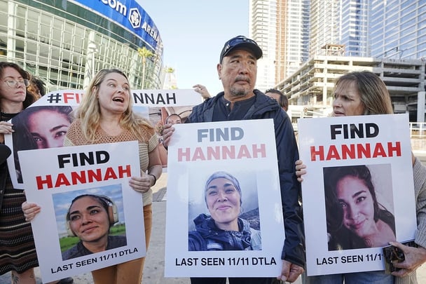 Ryan Kobayashi with his family as they do an interview to find Hannah.