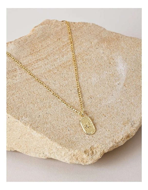 Piper Oval Gold Zodiac Necklace in Aries.
