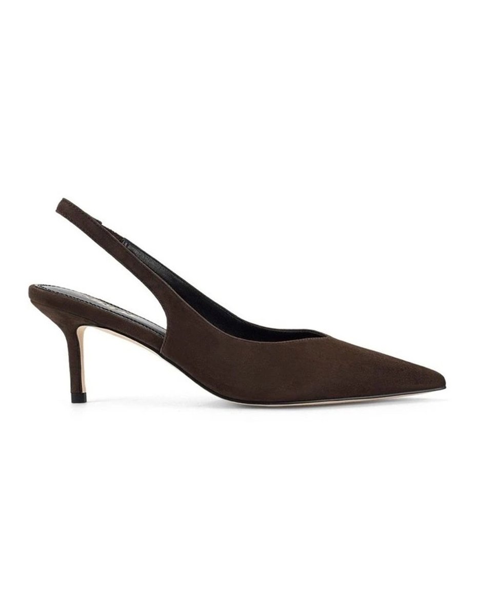 SIREN  Yory Slingback Kitten Heels in Chocolate Brown Suede