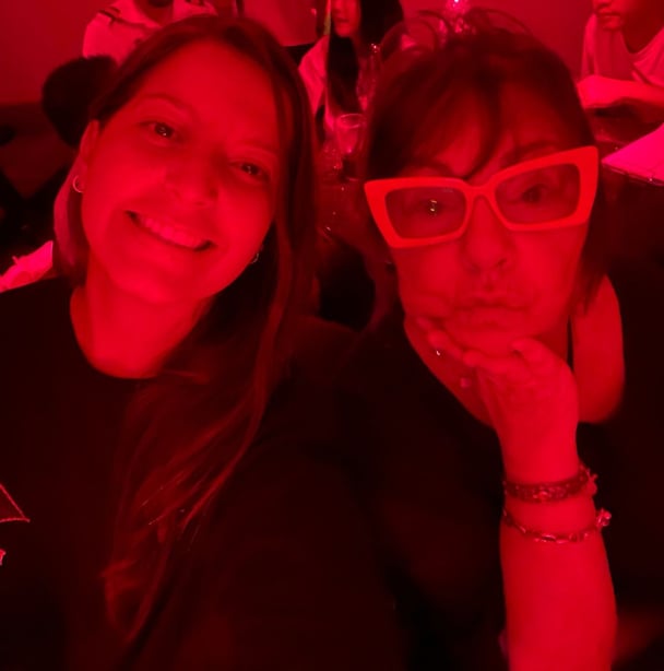 Sue Barr with a crew mate.
