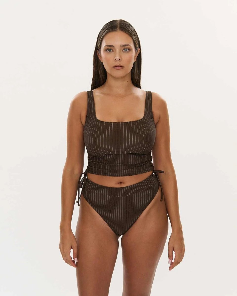 scooped neckline top and high waist bottom from RAQ