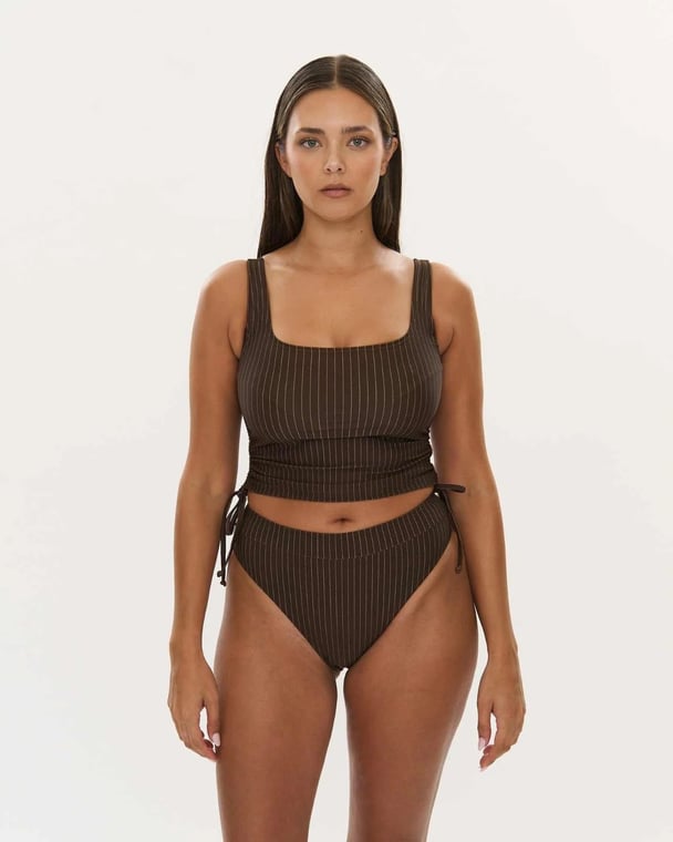 scooped neckline top and high waist bottom from RAQ
