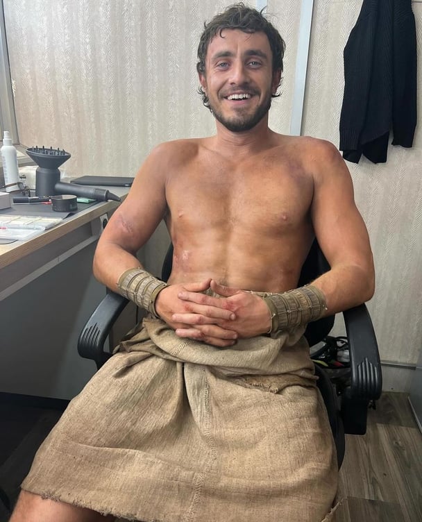 Paul Mescal while filming Gladiator II.