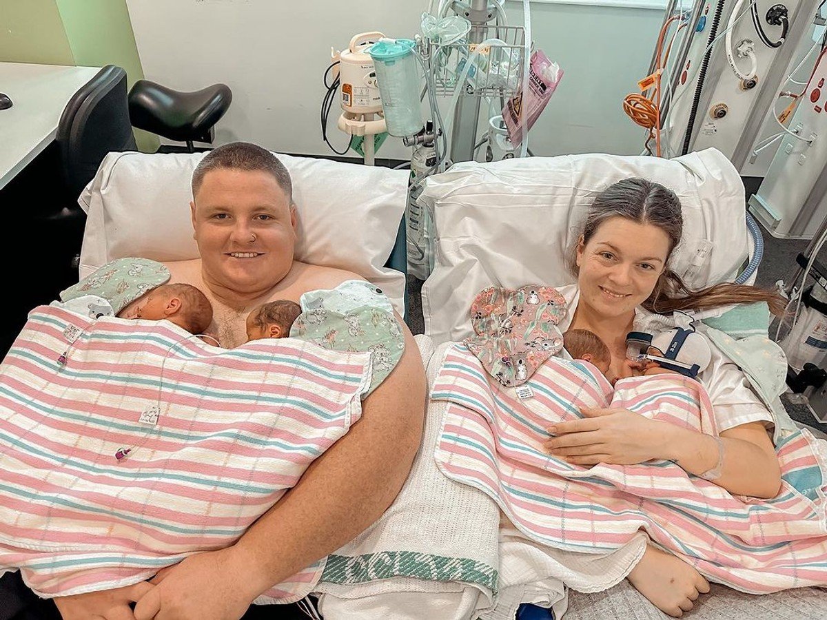 Sean and Taylah Tudehope-Glachan gave birth to quadruplets.