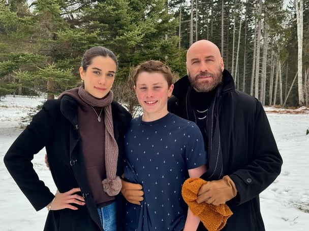 John Travolta shares a rare family photo with children, Ella and Benjamin.