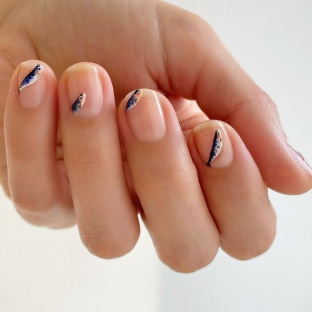 Sardine nail art manicure.