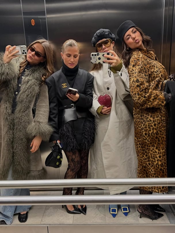 Influencer Manon De Velder and friends attend Copenhagen Fashion Week.