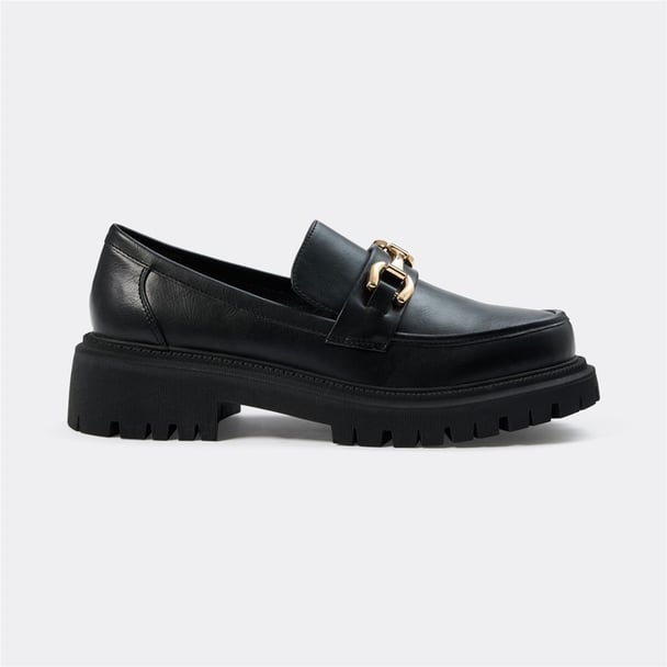 black chunky heel loafer from &me