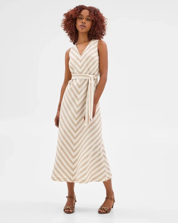 Midi dress with removable tie waist belt