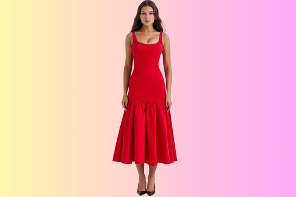 drop waist dress australia Strapless Cat‑Eye Ball Gown With Drop Waist