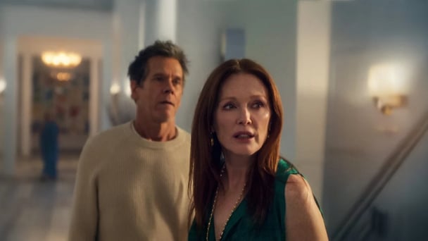Julianne Moore as Michaela and Kevin Bacon as Peter in Netflix show Sirens