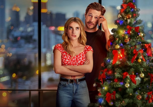 Emma Roberts and Luke Bracey in Holidate.