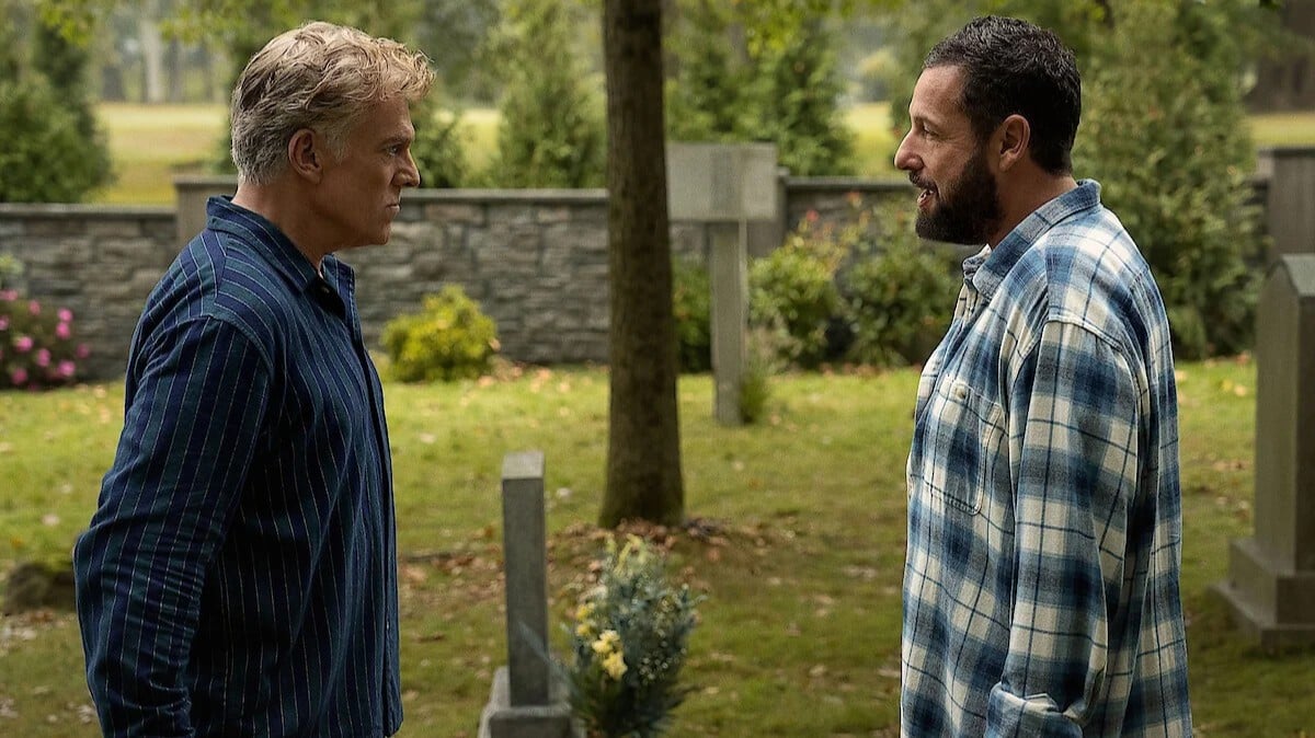 Chris McDonald standing opposite Adam Sandler in trailer for Happy Gilmore 2. 