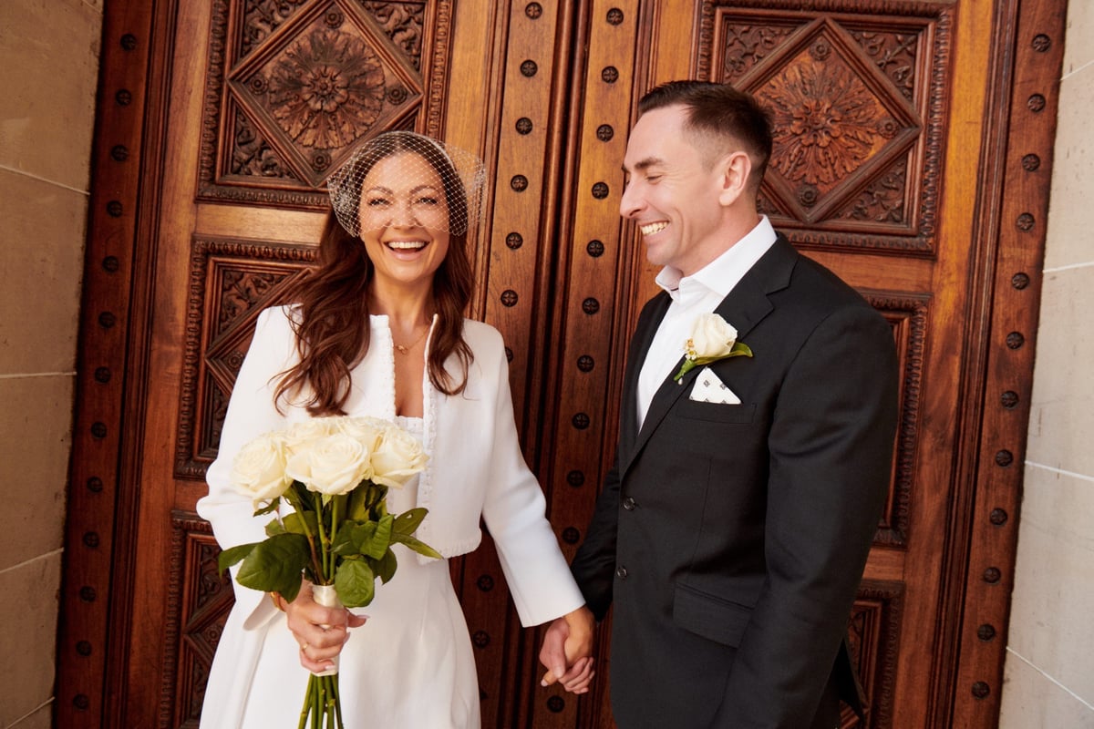 Ashleigh Butterss and her husband at their civil ceremony in Melbourne.
