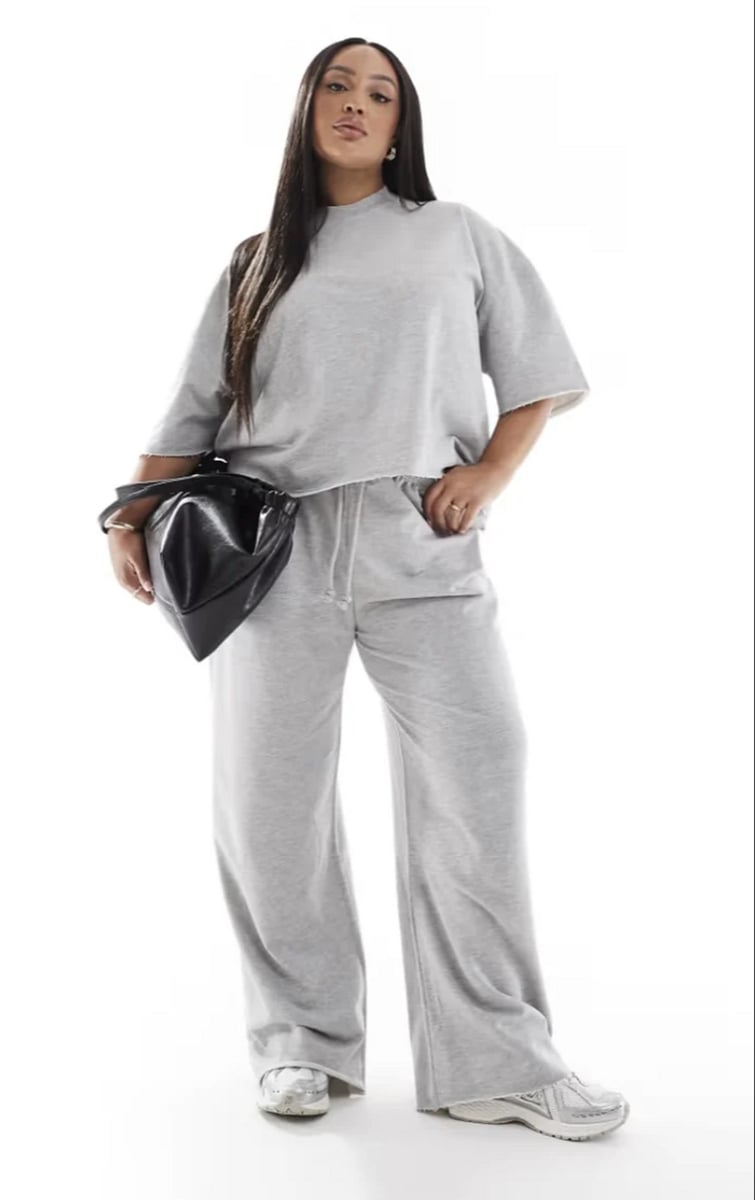 woman wearing grey lounge set