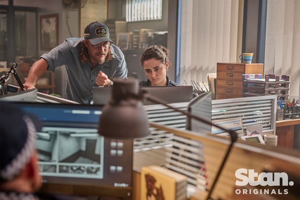 Travis Fimmel and Megan Smart in the Stan Original Series Black Snow season two.