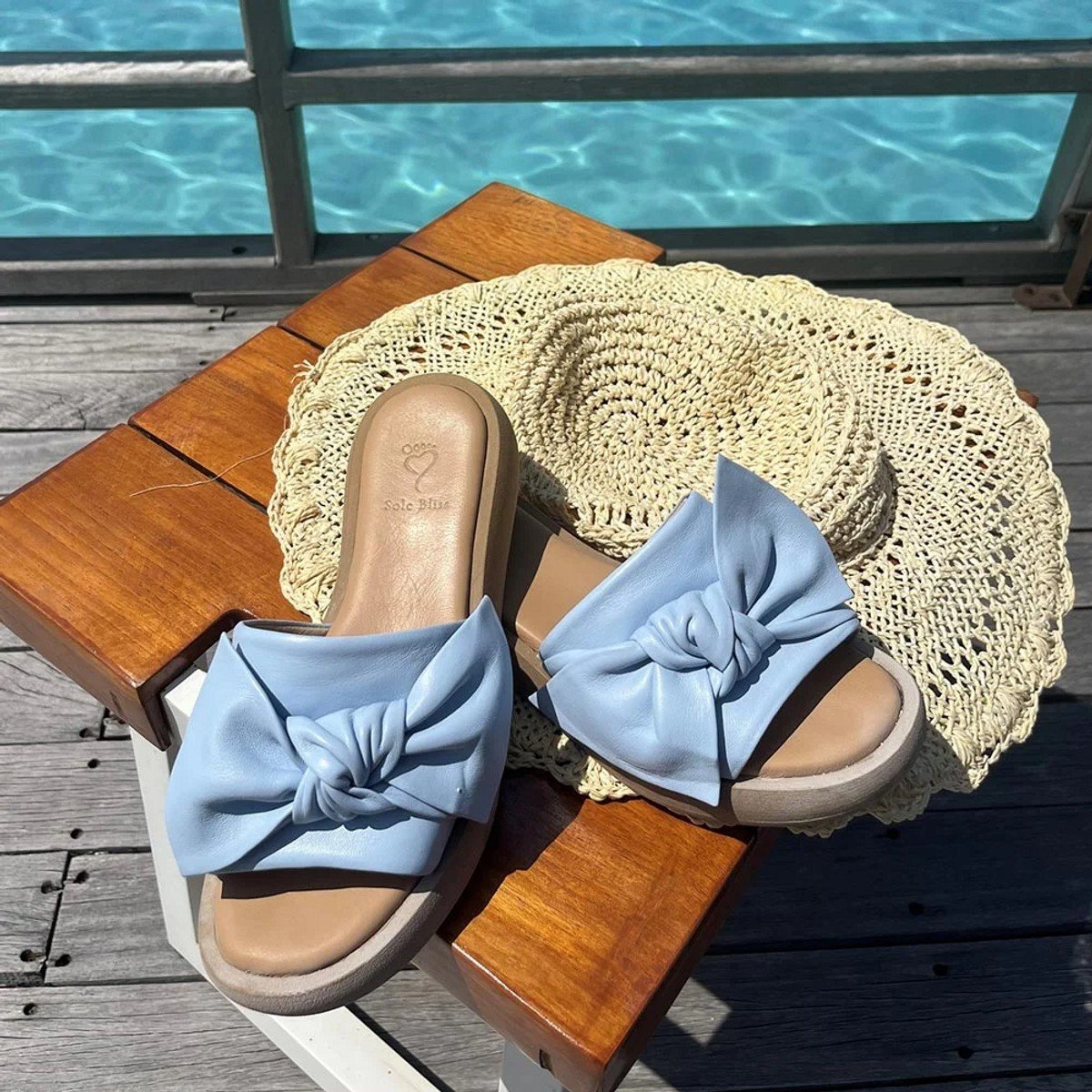 Bailey: Pale Blue Leather sandal