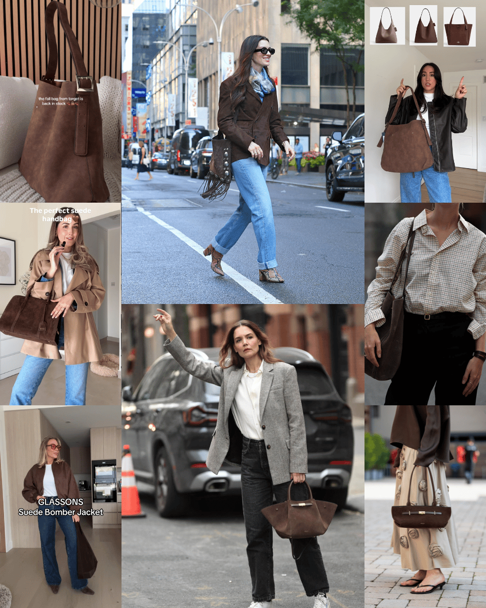inspor of brown suede bags