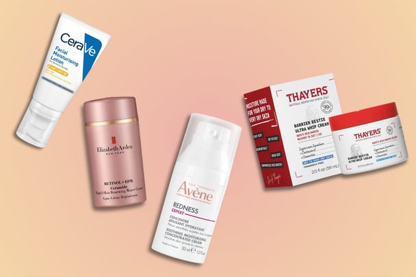 CeraVe Facial Moisturising Lotion SPF 50+, Elizabeth Arden Retinol +HPR Ceramide Water Cream, Avene Redness Expert Soothing Moisturising Concentrate cream, and Thayers Barrier Bestie Ultra Whip Cream best moisturisers australia