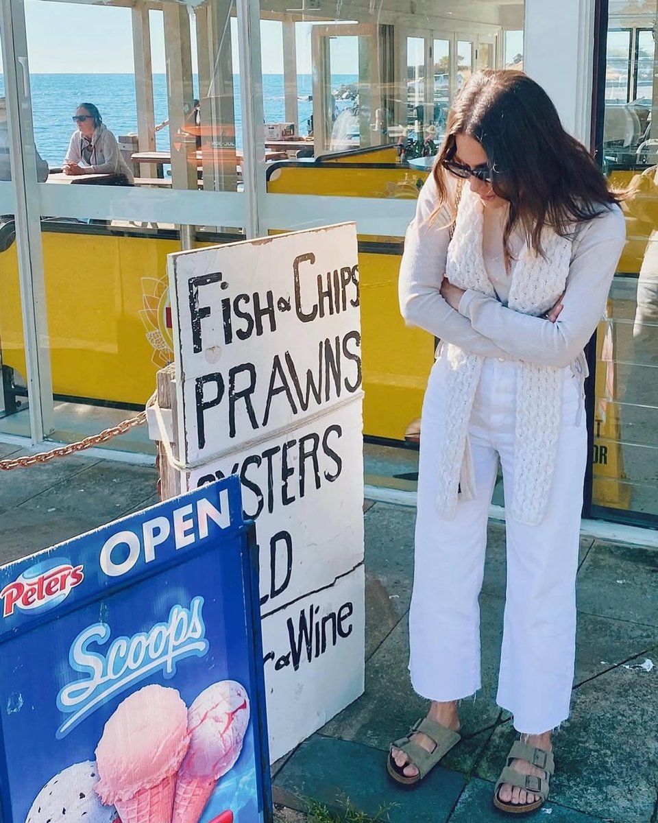Author wears white jeans.