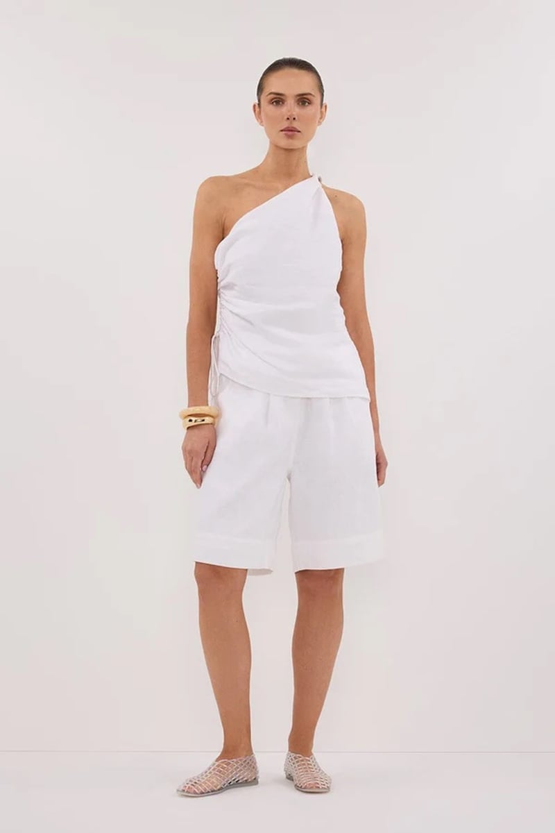 twisted detail top and longline linen shorts from Dissh