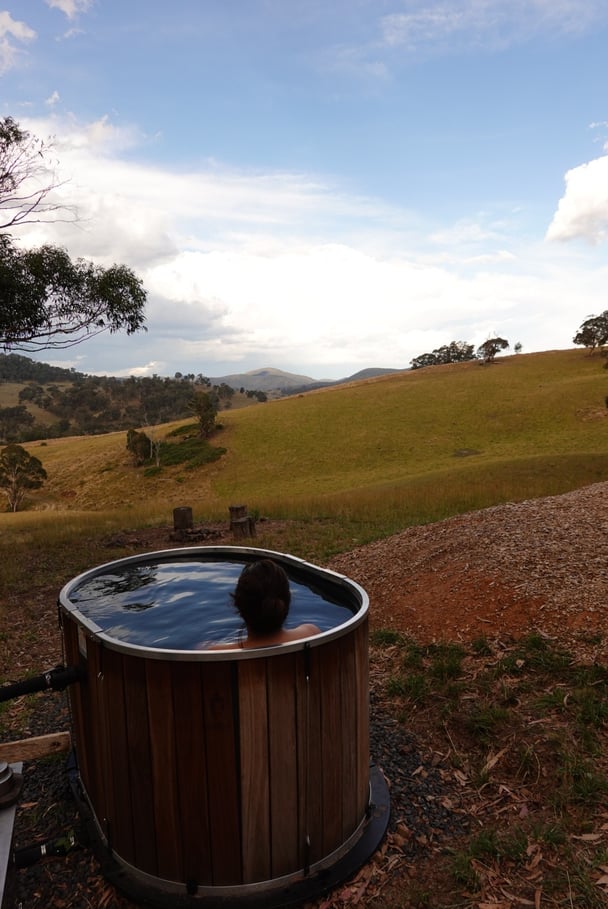The bathtub outside the cabin.