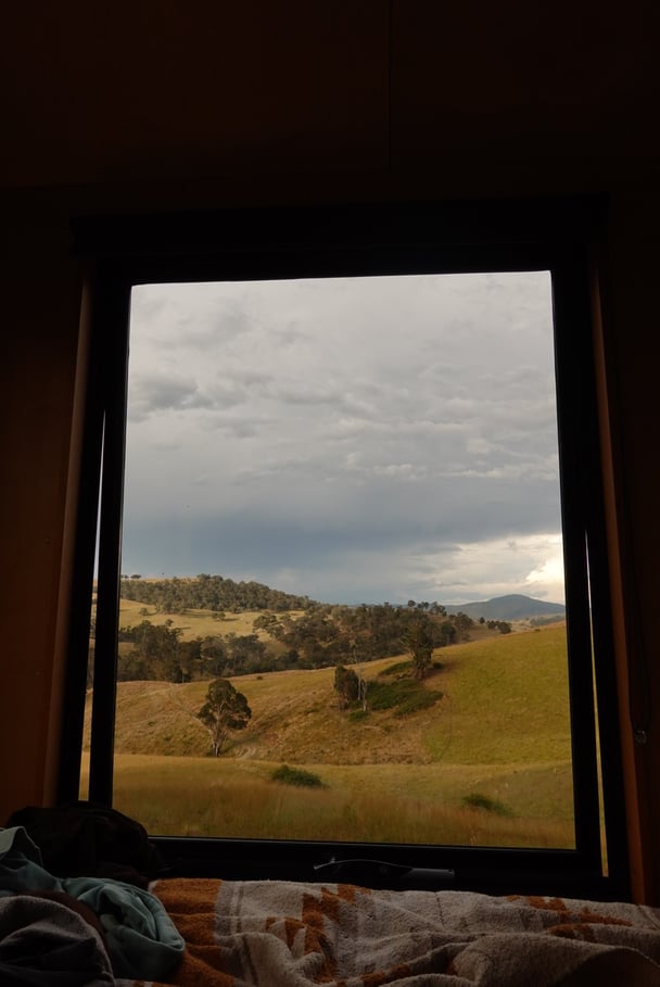 View from the window inside the cabin.
