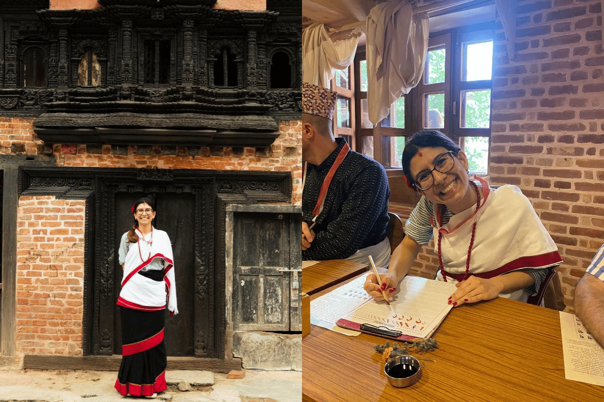 nepalese Newari attire during the Ranjana Lipi session