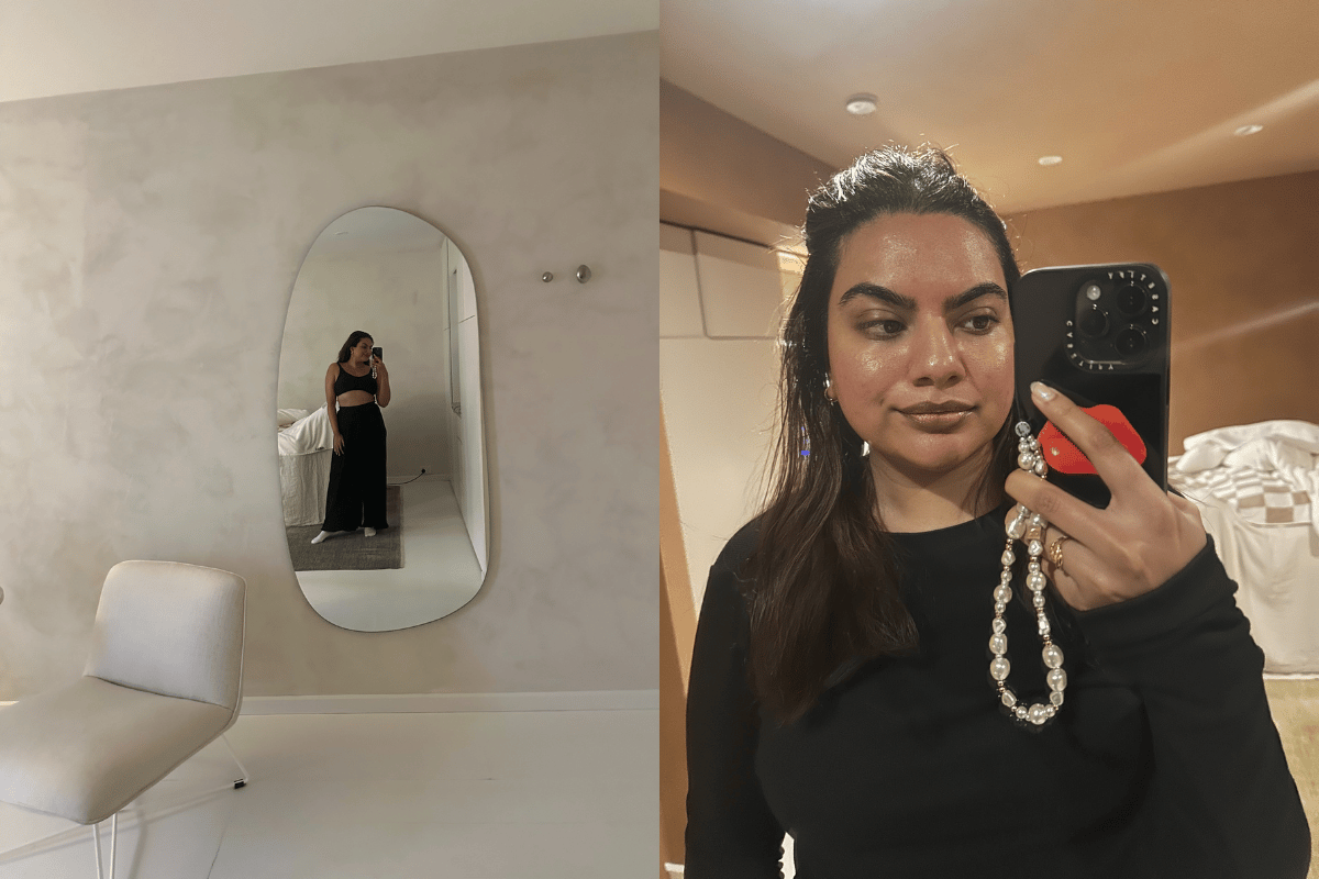 Mirror selfies after my first BioRe peel session at FENN.