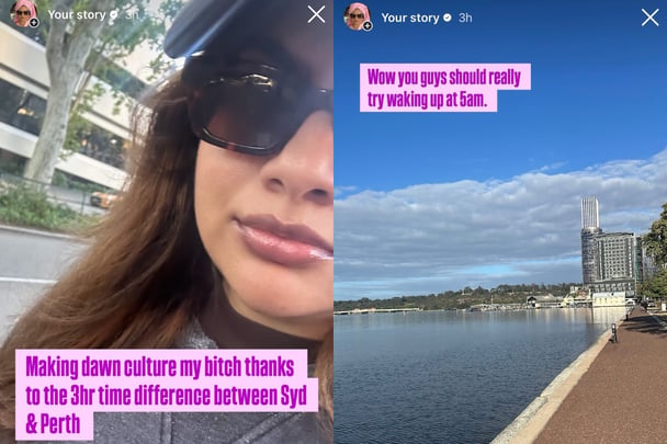 My Instagram stories showing me going for a walk in the morning in Perth.