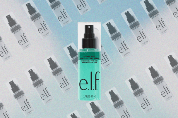 Elf power grip dewy setting spray.