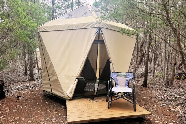 Solo pod glamping style at Eco Comfort Camp.