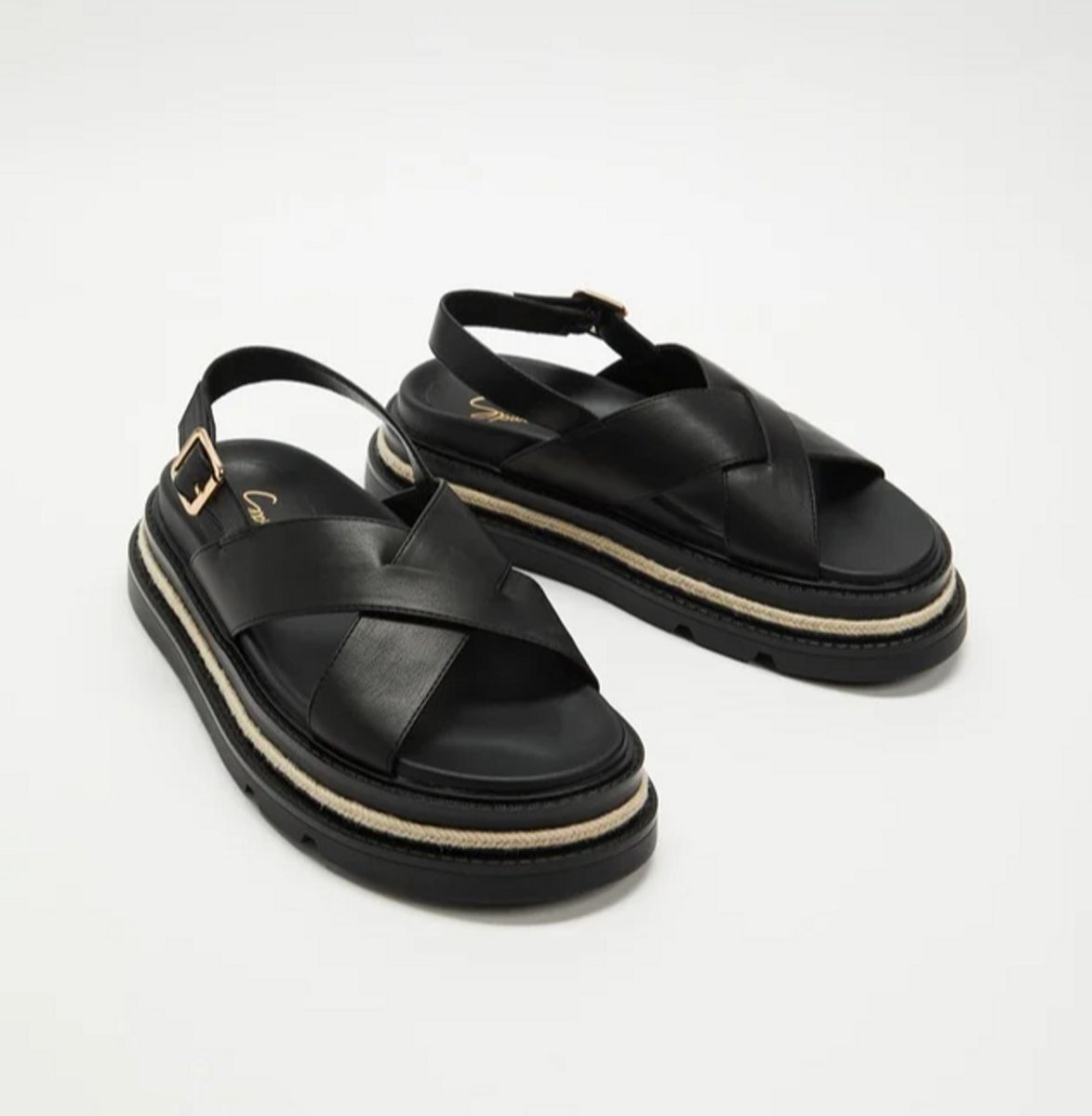 Emilia Chunky Sandals by Spurr in black.