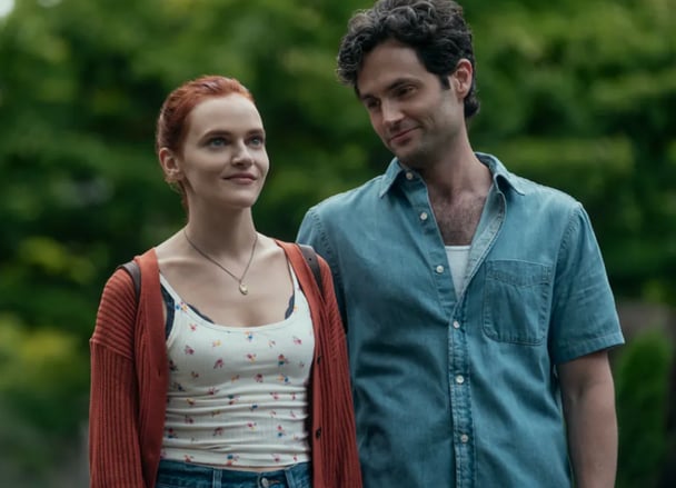 Madeline Brewer and Penn Badgely in You.