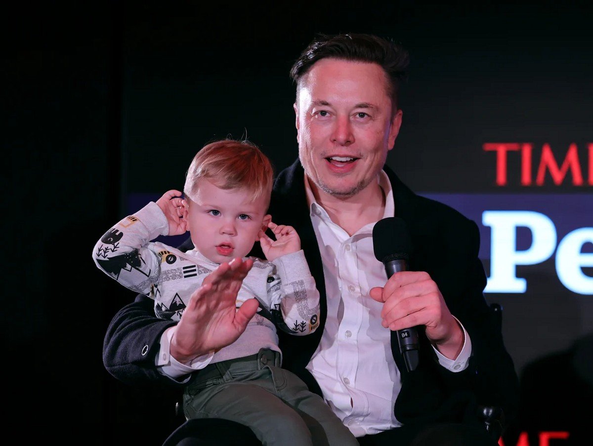 Elon Musk and son X Æ A-12 on stage TIME Person of the Year